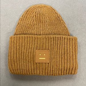 Acne Studios Caramel Brown Wool Knit Fisherman Beanie Toque Hat New